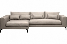 canapé d'angle en tissu luxe 5 places, bergamo, beige, angle gauche (vu de face)