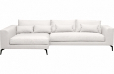 canapé d'angle en tissu luxe 5 places, bergamo, blanc, angle gauche (vu de face)