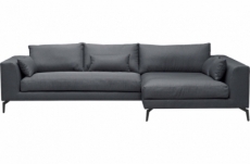 canapé d'angle en tissu luxe 5 places, bergamo, gris foncé, angle droit (vu de face)