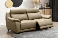 canapé 3 places avec 2 relax en 100% tout cuir épais luxe italien  - 2 relax électriques,  beige. bern