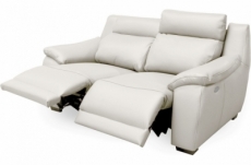 canapé 2 places avec 2 relax en 100% tout cuir épais luxe italien  - 2 relax électriques,  blanc cassé. bern