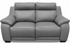 canapé 2 places avec 2 relax en 100% tout cuir épais luxe italien  - 2 relax électriques,  gris foncé. bern