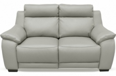 canapé 2 places avec 2 relax en 100% tout cuir épais luxe italien  - 2 relax électriques,  gris clair. bern
