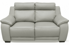 canapé 2 places en 100% tout cuir épais luxe italien,  gris clair. bereli