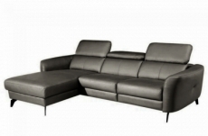 canapé d'angle en cuir de luxe italien 5 places berti, gris foncé, angle gauche