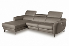 - canapé d'angle relax en cuir de luxe italien avec relax électrique, 5 places bertoni, taupe, angle gauche