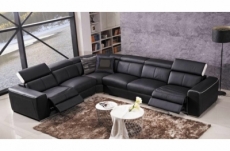 canapé d'angle double relax électrique en cuir de buffle italien de luxe 7/8 places bestrelax noir et blanc, angle gauche, 