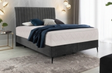 ensemble lit + sommier + matelas tissu velours anthracite - 160x200 cm - blasio de venesetti