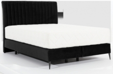 ensemble lit + sommier + matelas en tissu velours noir - 140x200 cm - blasio de venesetti