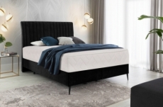 ensemble lit + sommier + matelas tissu velours noir - 160x200 cm - blasio de venesetti