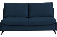 canapé 3 places convertible en velours de luxe bogar, bleu foncé