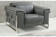 fauteuil 1 place en cuir italien buffle luxe, bolzano, gris foncé