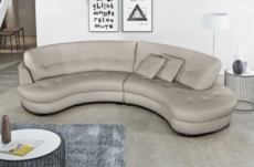 canapé en cuir italien de luxe 5/6 places bretini gris clair, côté accoudoir gauche