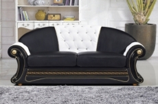 canapé 3 places en cuir luxe italien bristol, noir et blanc