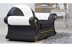 fauteuil 1 place en cuir luxe italien bristol, noir et blanc