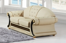 canapé 2 places en cuir luxe italien bristol, beige