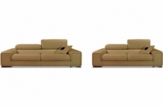 ensemble geneva 2 pièces: canapé 3 places + 2 places en cuir luxe italien vachette, beige