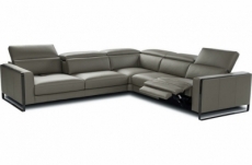 canapé d'angle en cuir italien 7 places panoramique jules, gris foncé, relax à droite