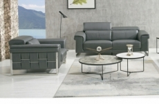ensemble canapé 2 places et 1 fauteuil en cuir italien buffle , bolzano, gris foncé