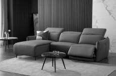 - canapé d'angle avec un relax électrique en cuir de buffle italien de luxe 6 places boston gris foncé, angle gauche