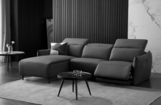 - canapé d'angle avec un relax électrique en cuir de buffle italien de luxe 6 places boston noir, angle gauche