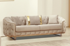 canapé 3/4 places - beige - en tissu velours de qualité luxe, luxor