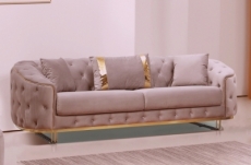 canapé 3/4 places - rose pale - en tissu velours de qualité luxe, luxor