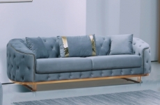 canapé 3/4 places - bleu azur - en tissu velours de qualité luxe, luxor