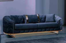 canapé 3/4 places - bleu foncé - en tissu velours de qualité luxe, luxor
