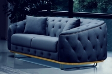 canapé 2 places - bleu foncé - en tissu velours de qualité luxe, luxor