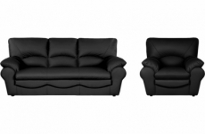 ensemble composé d'un canapé 3 places et d'un fauteuil en 100% tout cuir italien vachette osatis, couleur noir