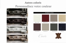 canapé d'angle en cuir buffle italien de luxe 6/7 places palace, couleurs personnalisées, angle droit