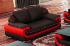 canapé 2 places en cuir italien vachette candide noir et rouge