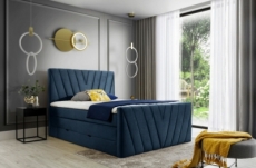 ensemble boxspring complet 180x200 tête de lit + sommiers + matelas + surmatelas candy - velours luxe bleu