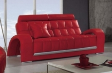 canapé catania 3 places et 1 fauteuil en cuir prestige luxe haut de gamme italien rouge n°065 et gris argent 