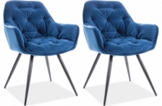 ensemble de 2 chaises cheril  en tissu de qualité, couleur bleue