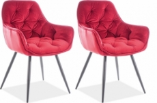 ensemble de 2 chaises cheril  en tissu de qualité, couleur bordeaux