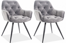 ensemble de 2 chaises cheril  en tissu de qualité, couleur gris