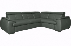 canapé d'angle en 100% cuir de luxe italien , 5 places cintia, couleur gris foncé, angle droit