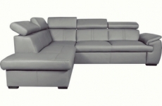 - canapé d'angle en 100% cuir de luxe italien , 5/6 places citibest, couleur gris clair angle gauche