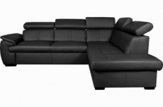 canapé d'angle en 100% cuir de luxe italien convertible et avec coffre, 5/6 places citizen, couleur noire, angle droit