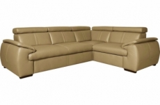 canapé d'angle en 100% cuir de luxe italien , 5 places cintia, couleur beige, angle droit