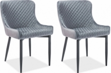 lot de 2 chaises colb en tissu velours de qualité, couleur gris