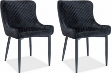 lot de 2 chaises colb en tissu velours de qualité, couleur noir