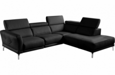 canapé d'angle en 100% tout cuir épais de luxe italien , 5/6 places dalbert, couleur noir, angle droit