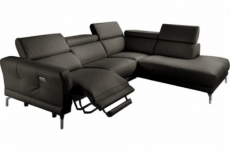 canapé d'angle relax en 100% tout cuir épais de luxe italien avec relax électrique, 5/6 places dali, anthracite, angle droit