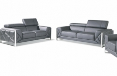 ensemble canapé 3 places + 2 places en cuir italien vachette designo gris foncé