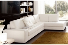 canapé d'angle divano en cuir haut de gamme italien vachette vénésetti. blanc. tout cuir intégral supérieur luxe. angle droit vu de face - vénésetti