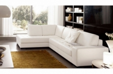 - canapé d'angle divano en cuir italien vachette de qualité, blanc, angle gauche
