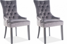 lot de 2 chaises edwin tissu velours de qualité, couleur gris